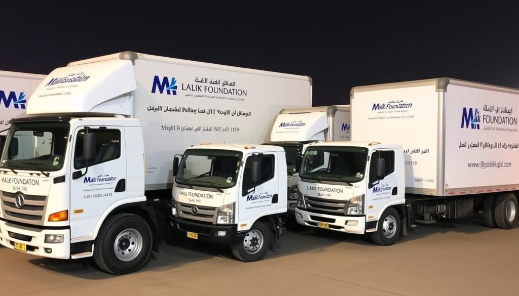 أسطول شاحنات مؤسسة مالك لنقل العفش من الرياض إلى القريات