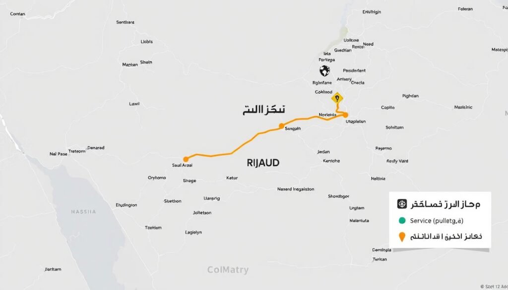 خريطة توضح مسار نقل العفش من الرياض إلى الجوف