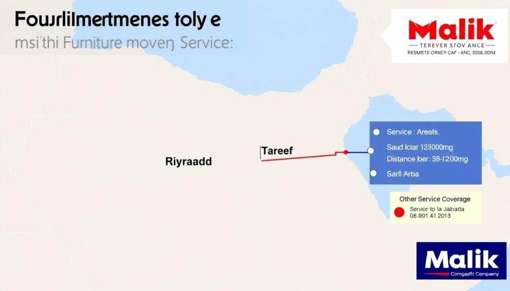 خريطة مناطق تغطية خدمة نقل العفش من الرياض إلى الطريف