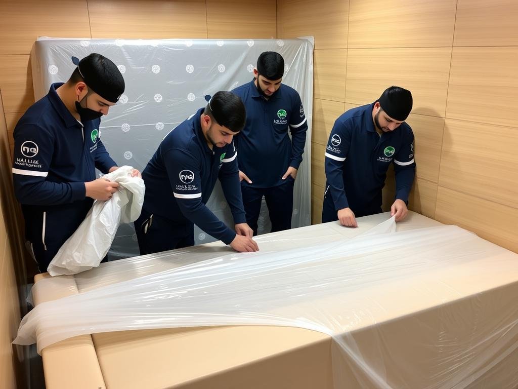 فريق مؤسسة مالك المحترف أثناء تغليف ونقل عفش من الرياض إلى القريات