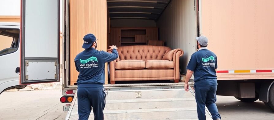 فريق مؤسسة مالك لنقل عفش من الرياض إلى الأفلاج يقوم بتحميل الأثاث بطريقة احترافية
