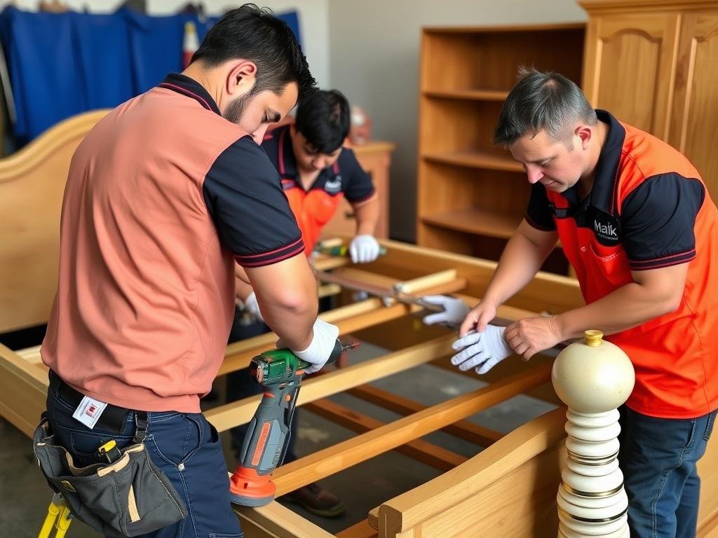 فريق مؤسسة مالك يقوم بفك وتركيب غرف النوم بمهارة عالية