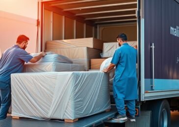 فريق متخصص في نقل عفش من الرياض إلى الرس يقوم بتحميل الأثاث