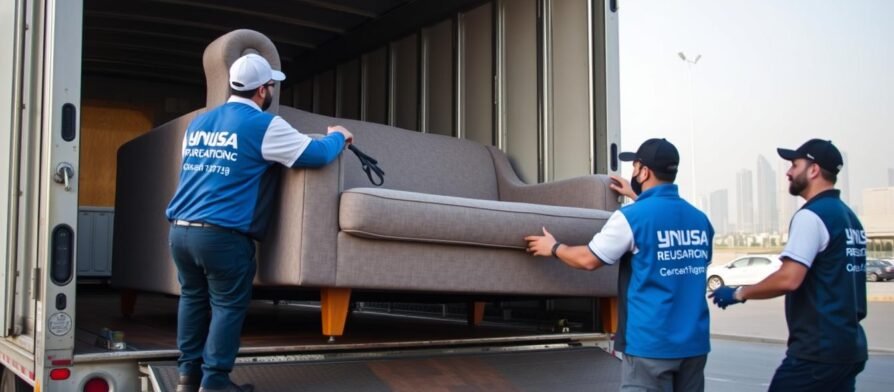 فريق نقل عفش من الرياض إلى خميس مشيط يقوم بتحميل الأثاث بطريقة احترافية