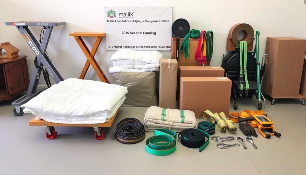 معدات متخصصة تستخدمها مؤسسة مالك في نقل العفش من الرياض إلى رفحاء