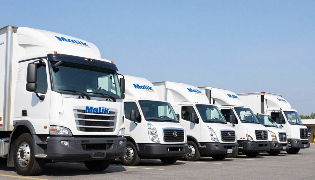 أسطول شاحنات مؤسسة مالك لنقل العفش من جدة إلى المدينة المنورة