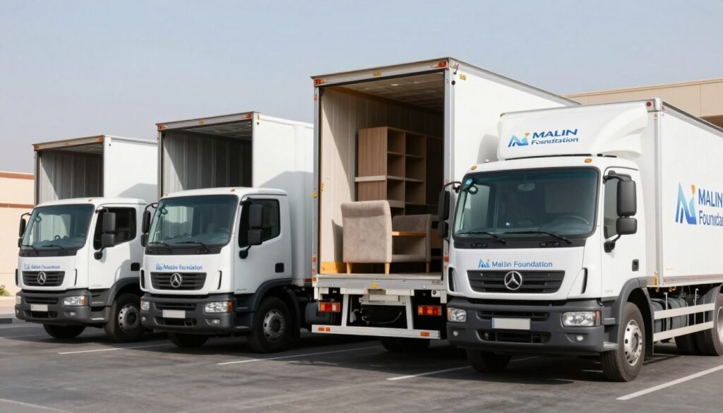 أسطول شاحنات مؤسسة مالك لنقل العفش من جدة إلى نجران