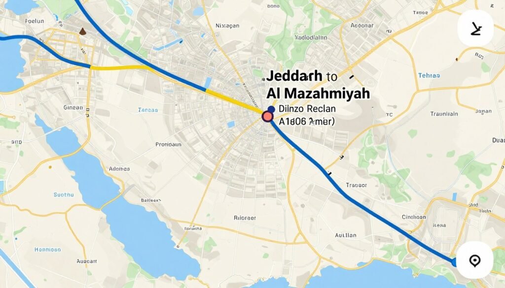 خريطة الطريق من جدة إلى المزاحمية