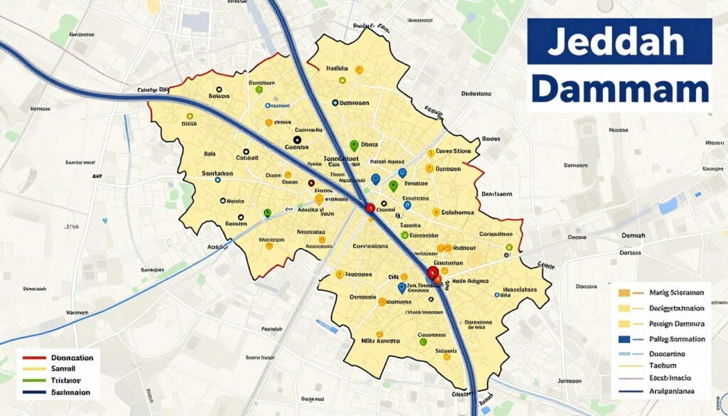 خريطة المناطق التي تغطيها خدمة نقل العفش من جدة إلى الدمام خريطة المناطق التي تغطيها خدمة نقل العفش من جدة إلى الدمام