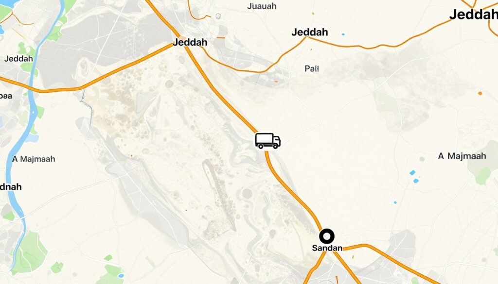 خريطة توضح المسار من جدة إلى المجمعة - شركة نقل عفش خريطة توضح المسار من جدة إلى المجمعة - شركة نقل عفش