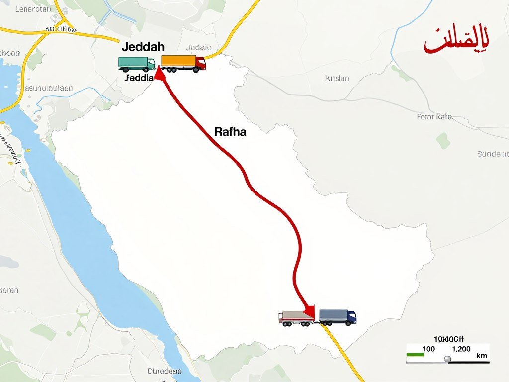 خريطة توضح المسافة بين جدة ورفحاء وطرق النقل التي تسلكها شركة نقل عفش من جدة إلى رفحاء خريطة توضح المسافة بين جدة ورفحاء وطرق النقل التي تسلكها شركة نقل عفش من جدة إلى رفحاء