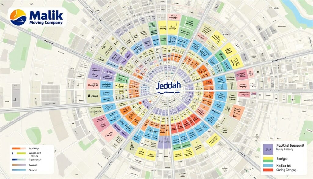 خريطة توضح تغطية خدمات مؤسسة مالك لنقل العفش في جميع أحياء جدة خريطة توضح تغطية خدمات مؤسسة مالك لنقل العفش في جميع أحياء جدة
