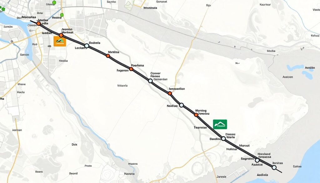 خريطة توضح مسار نقل العفش من جدة إلى المدينة المنورة