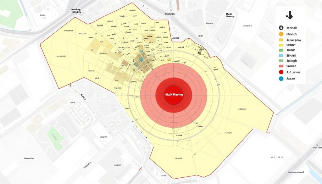 خريطة توضح مناطق خدمة نقل العفش في جدة وجازان