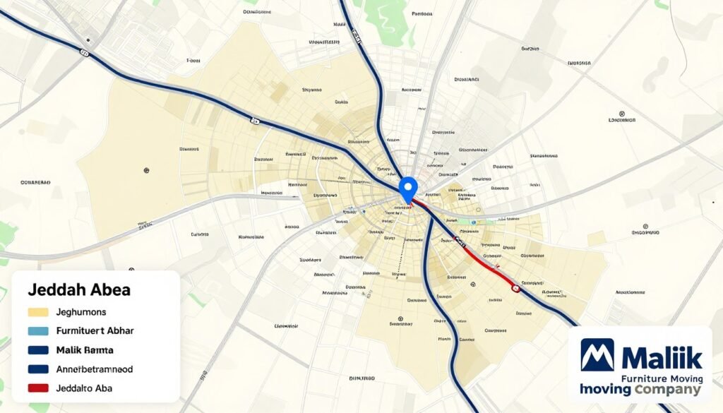 خريطة توضح مناطق خدمة نقل العفش من جدة إلى أبها