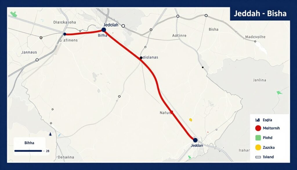 خريطة مسار نقل العفش من جدة إلى بيشة خريطة مسار نقل العفش من جدة إلى بيشة