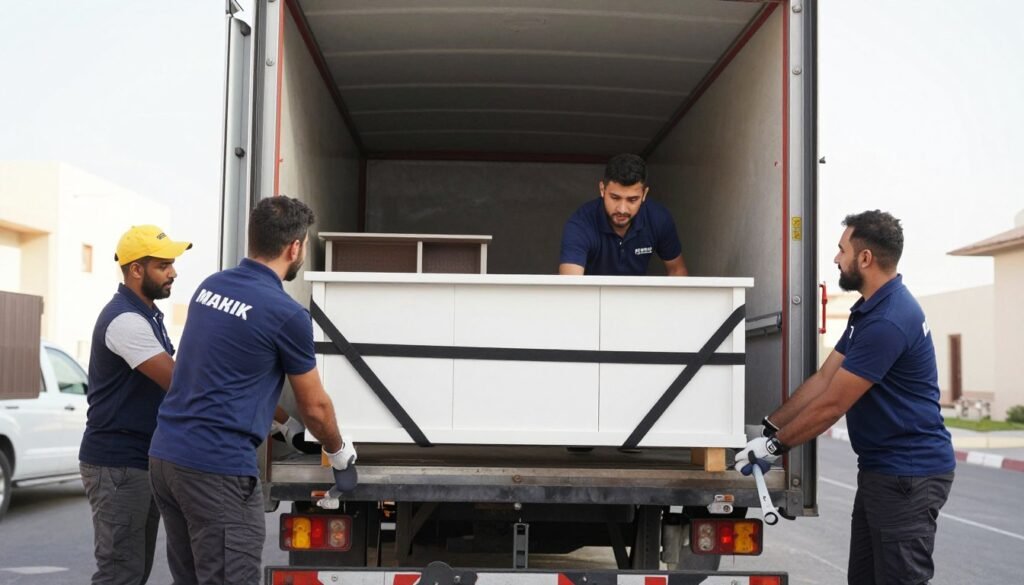 شركة نقل عفش من جدة إلى جازان - فريق عمل مؤسسة مالك يقوم بتحميل الأثاث بطريقة احترافية