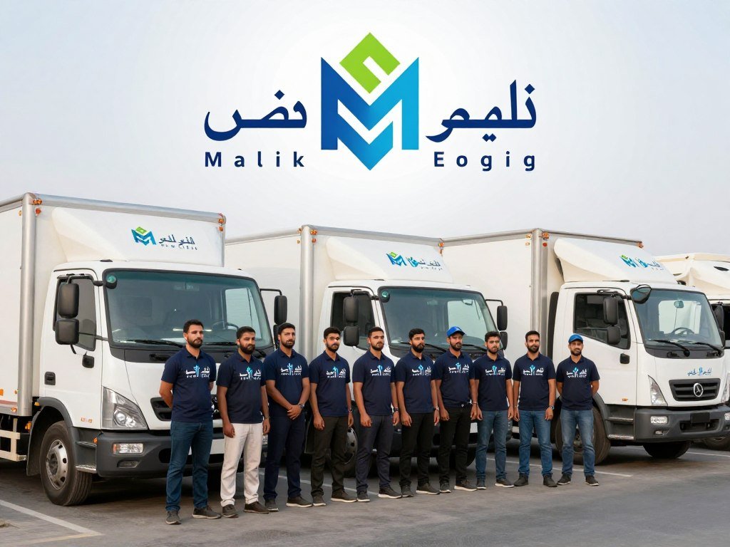 شعار وفريق عمل مؤسسة مالك لنقل العفش من جدة إلى القطيف