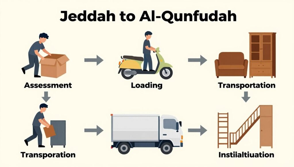 عملية نقل العفش من جدة إلى القنفذة