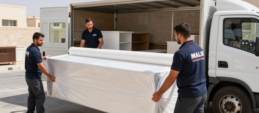 فريق مؤسسة مالك لنقل العفش من جدة إلى أبها يقوم بتغليف الأثاث بعناية