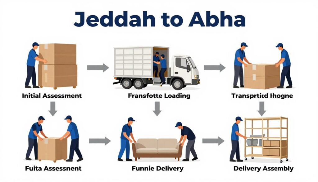 مراحل نقل العفش من جدة إلى أبها مع شركة مالك المتخصصة