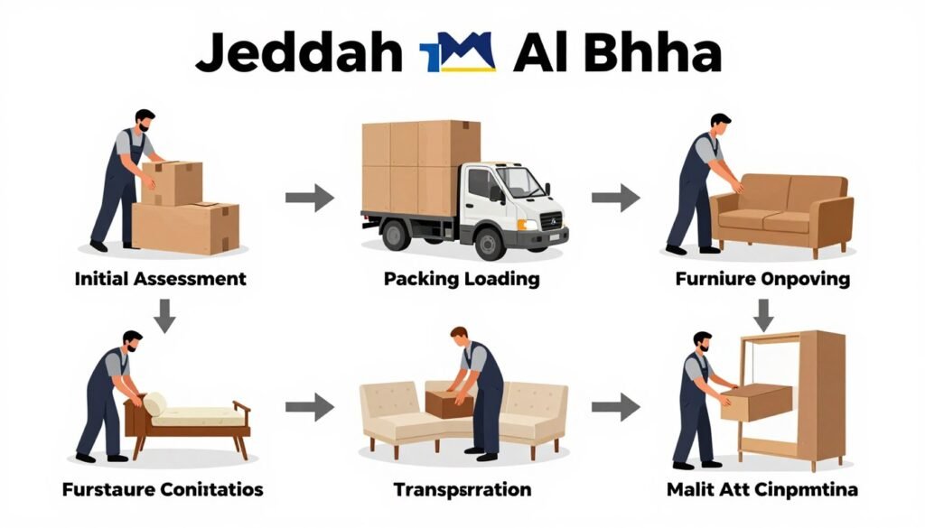 مراحل نقل العفش من جدة إلى الباحة بشكل منظم ومهني مراحل نقل العفش من جدة إلى الباحة بشكل منظم ومهني