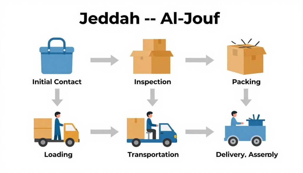 مراحل نقل العفش من جدة إلى الجوف مع مؤسسة مالك