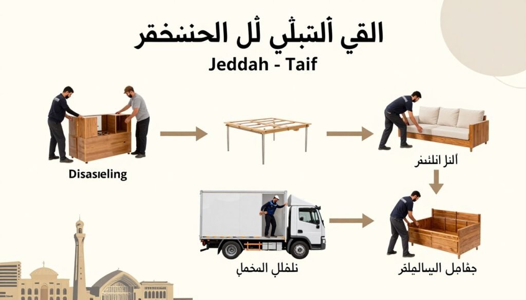 مراحل نقل العفش من جدة إلى الطائف بواسطة شركة نقل عفش متخصصة
