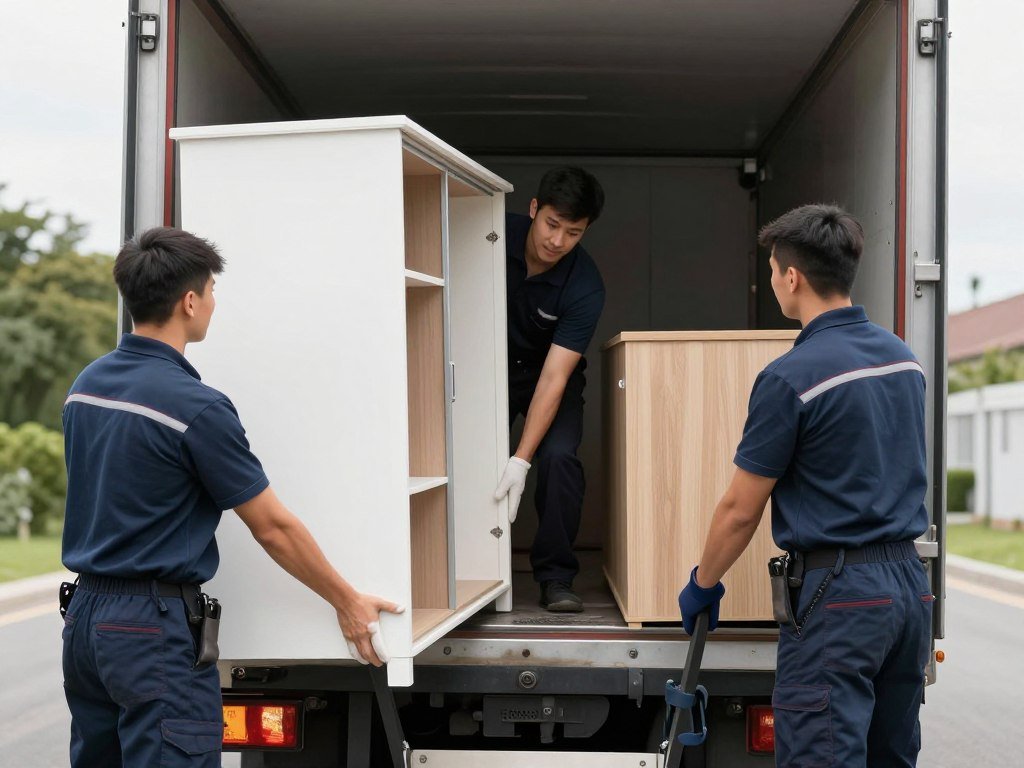 مراحل نقل العفش من جدة إلى المجمعة - فريق العمل أثناء التحميل مراحل نقل العفش من جدة إلى المجمعة - فريق العمل أثناء التحميل