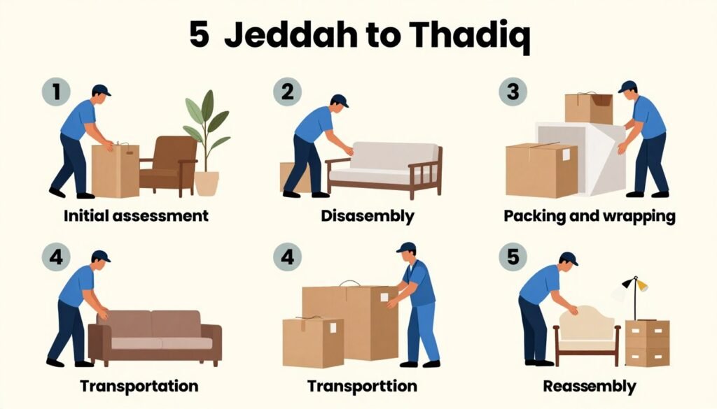 مراحل نقل العفش من جدة إلى ثادق مع شركة نقل عفش متخصصة