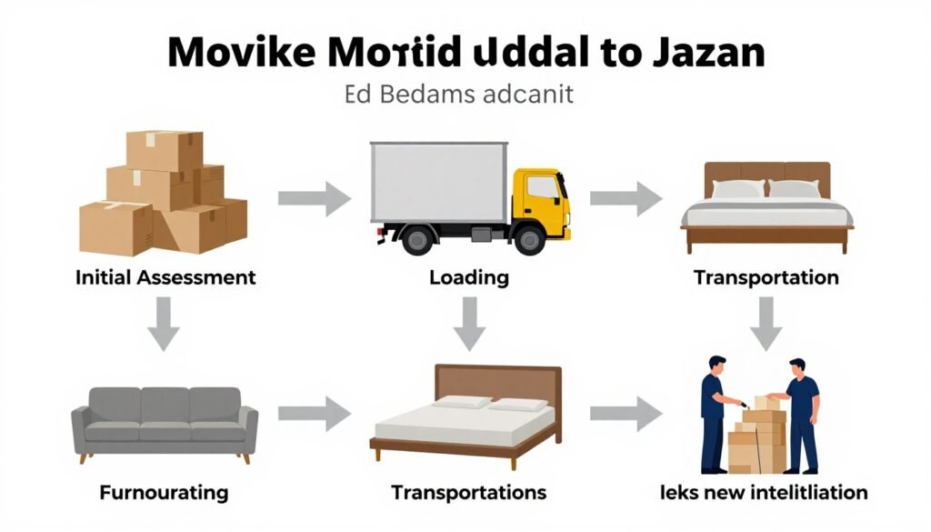 مراحل نقل العفش من جدة إلى جازان مع شركة نقل عفش متخصصة