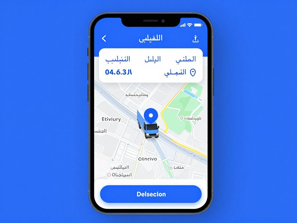 تطبيق هاتف ذكي يعرض نظام تتبع شحنة الأثاث في الوقت الفعلي