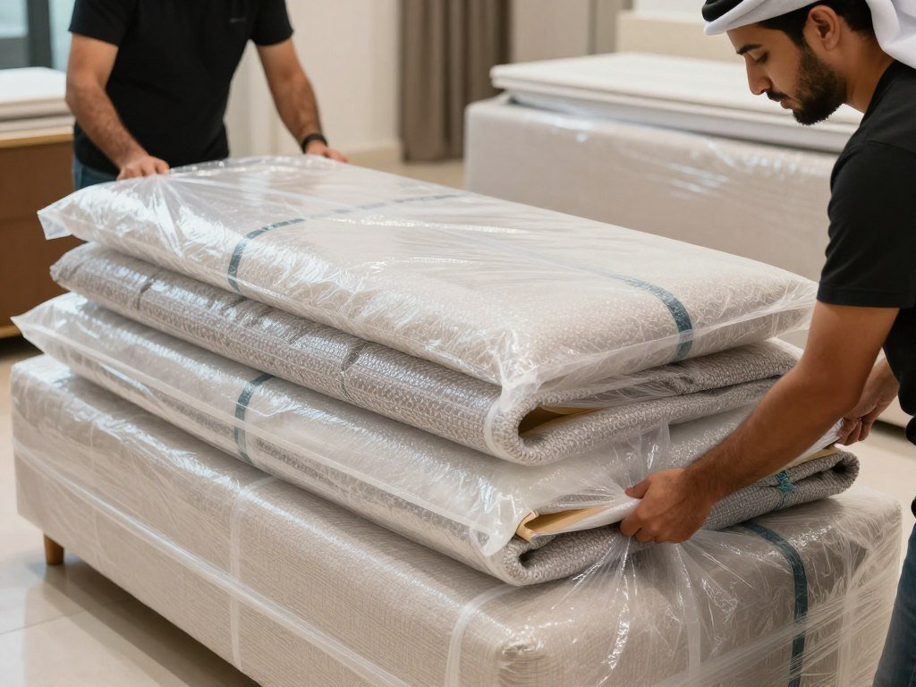 تغليف احترافي للأثاث بمواد حماية عالية الجودة من شركة نقل العفش