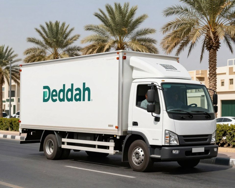 شاحنة نقل العفش التابعة لشركة مالك نقيل في شوارع جدة شاحنة نقل العفش التابعة لشركة مالك نقيل في شوارع جدة