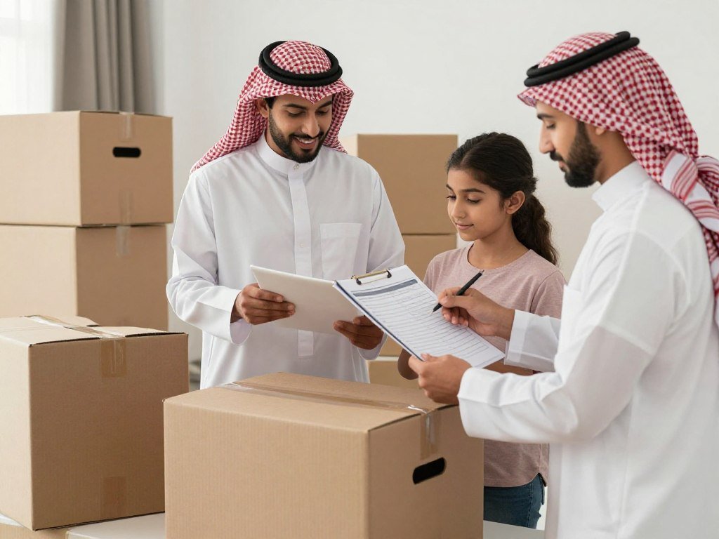 عائلة تستعد لنقل العفش بتنظيم الأغراض