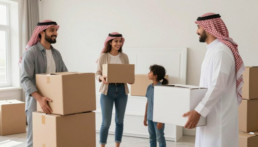 عائلة سعيدة بعد نقل عفش ناجح عائلة سعيدة بعد نقل عفش ناجح