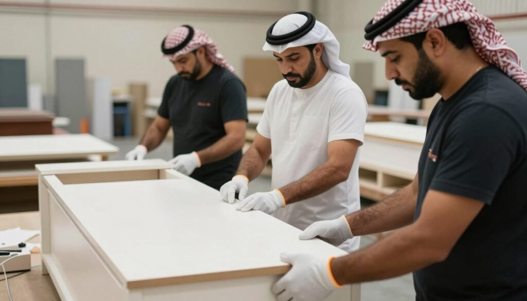 عمالة مدربة تتعامل مع الأثاث بعناية عمالة مدربة تتعامل مع الأثاث بعناية