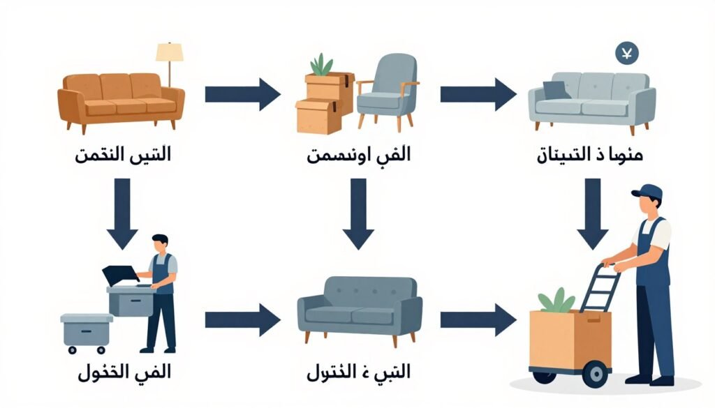 عملية نقل العفش خطوة بخطوة عملية نقل العفش خطوة بخطوة