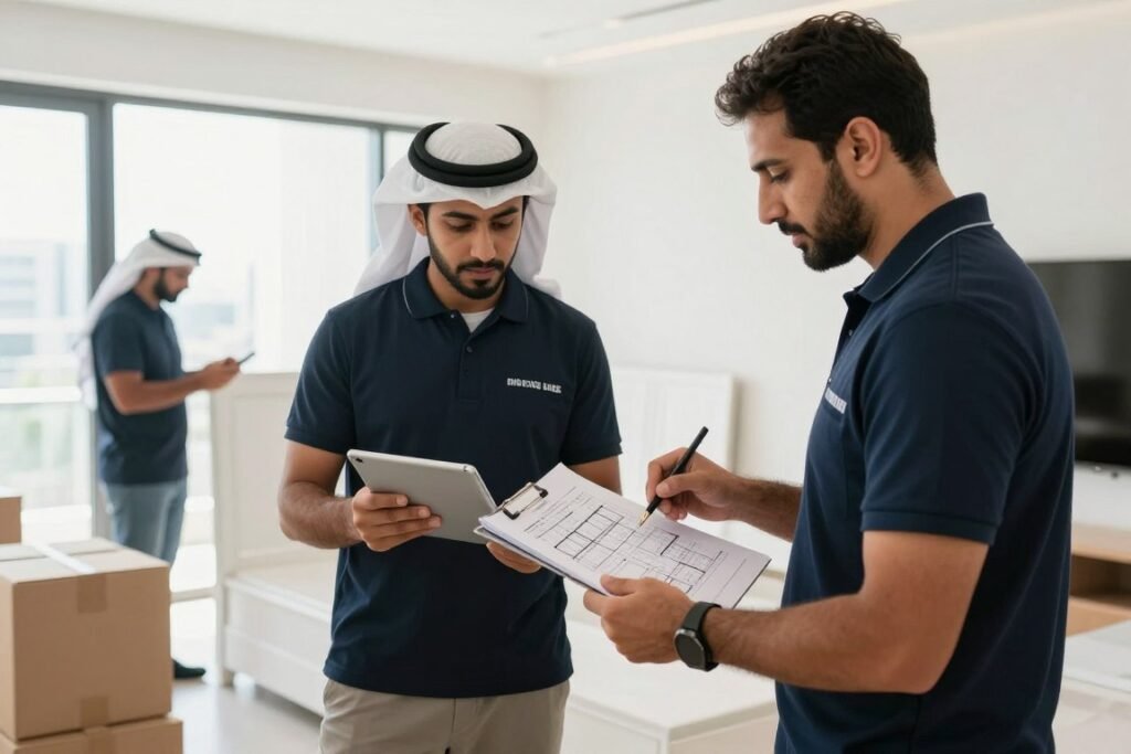فريق عمل شركة نقل عفش بجدة يخطط لعملية النقل