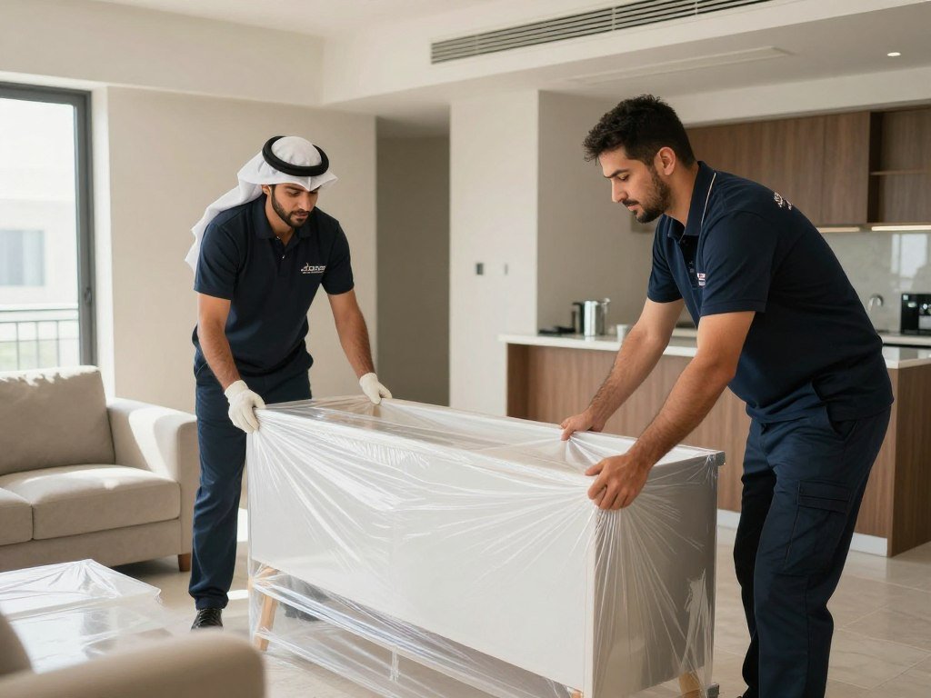 فريق عمل مؤسسة مالك لنقل العفش يقوم بتغليف الأثاث باحترافية فريق عمل مؤسسة مالك لنقل العفش يقوم بتغليف الأثاث باحترافية
