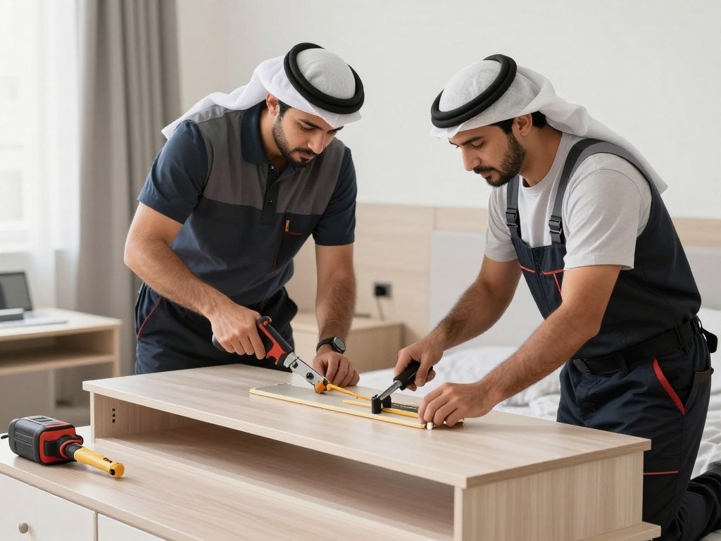 فريق عمل مؤسسة مالك يقوم بفك وتركيب الأثاث فريق عمل مؤسسة مالك يقوم بفك وتركيب الأثاث