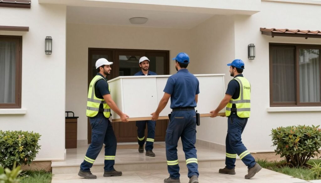 فريق عمل نقل العفش أثناء العمل في جدة فريق عمل نقل العفش أثناء العمل في جدة