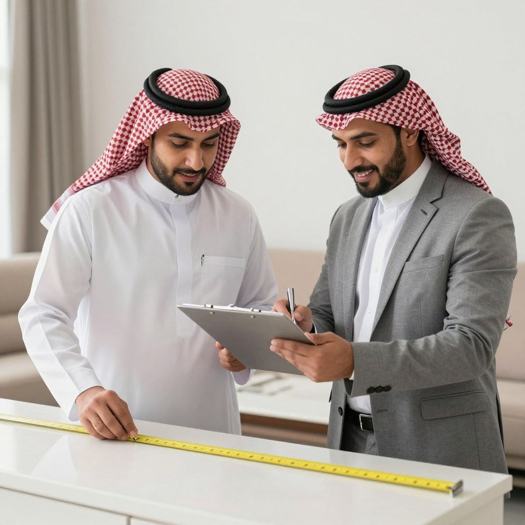 فريق عمل يقوم بمعاينة الأثاث قبل النقل فريق عمل يقوم بمعاينة الأثاث قبل النقل