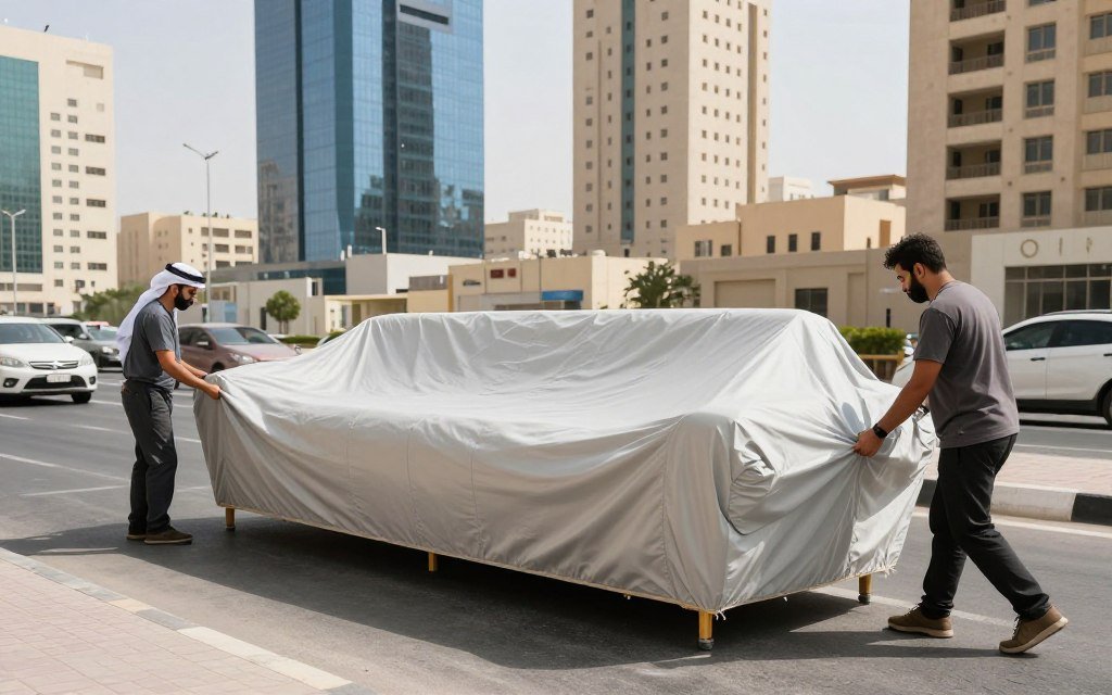 فريق نقل عفش يعمل في أجواء جدة المختلفة