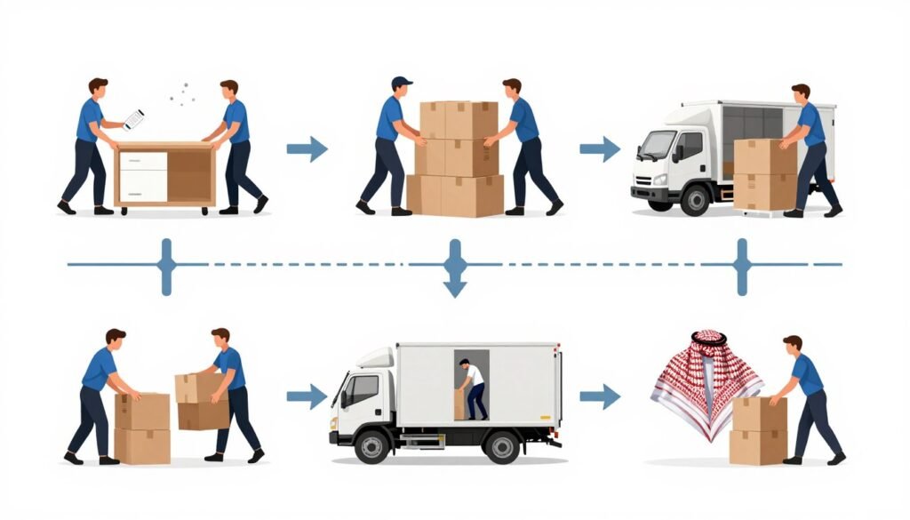 مراحل عملية نقل العفش في جدة