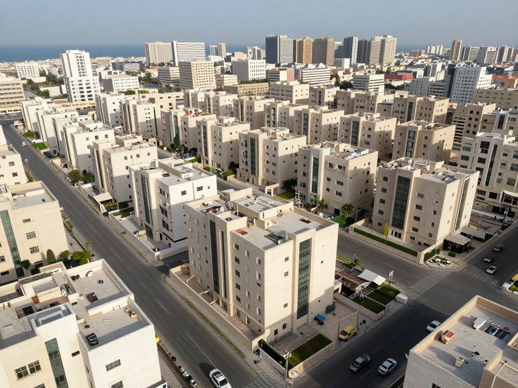 منظر لحي الرويس في جدة يوضح طبيعة المباني والشوارع