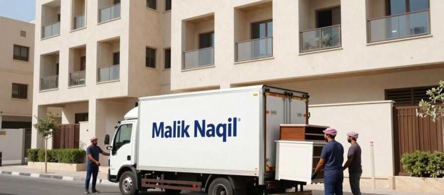 نقل عفش حي الربوة جدة - شاحنة مالك نقل أمام منزل في حي الربوة
