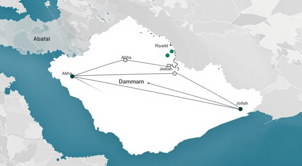 خريطة التغطية الجغرافية لخدمات نقل العفش