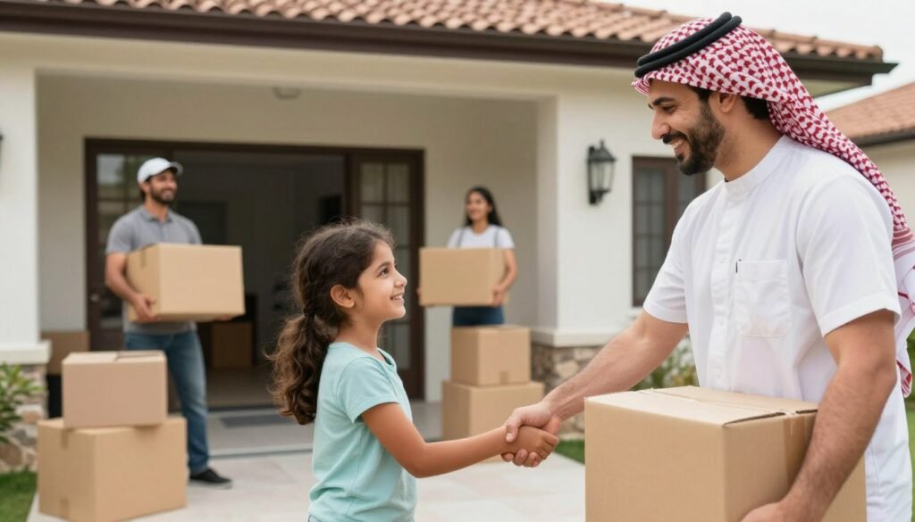 عملاء سعداء مع فريق مؤسسة مالك بعد نقل ناجح عملاء سعداء مع فريق مؤسسة مالك بعد نقل ناجح