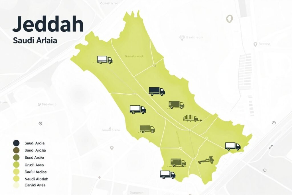 نقل عفش داخل جدة وخارج جدة - خريطة مناطق الخدمة